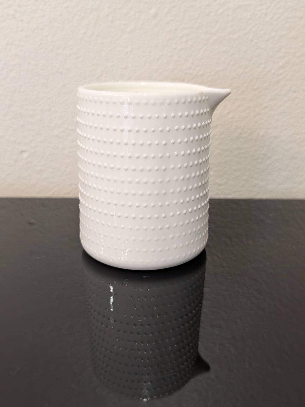 White Textured Ceramic Creamer Pitcher